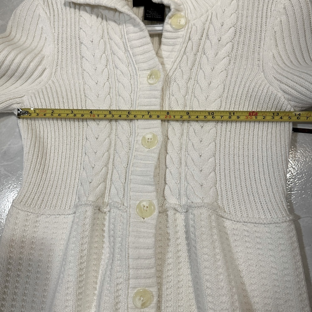 Calvin Klein White Cable Knit button down cardigan clean girl 🍦sweater S - Picture 9 of 10